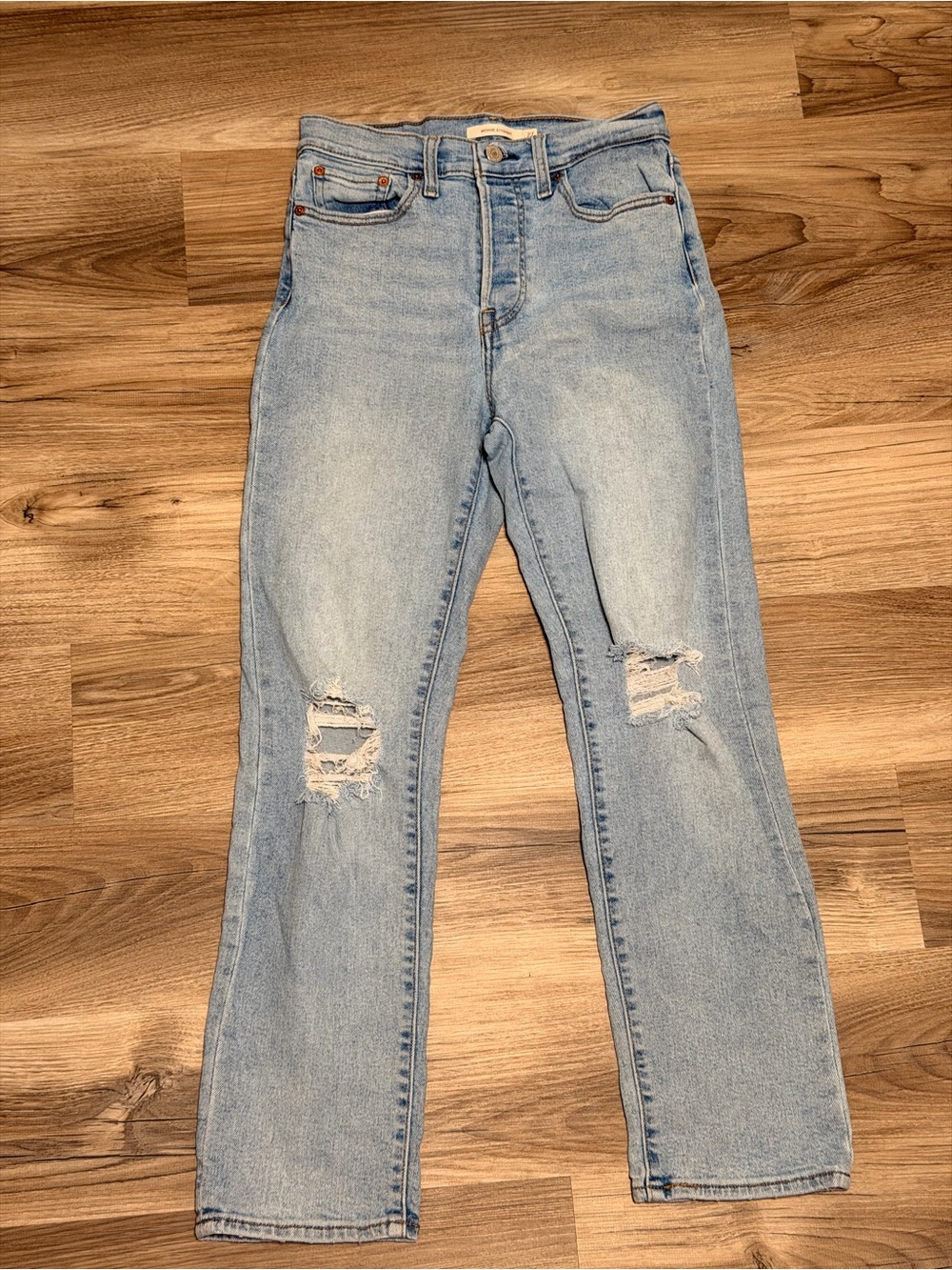 Levi's Light Blue Distressed Straight Leg Jeans